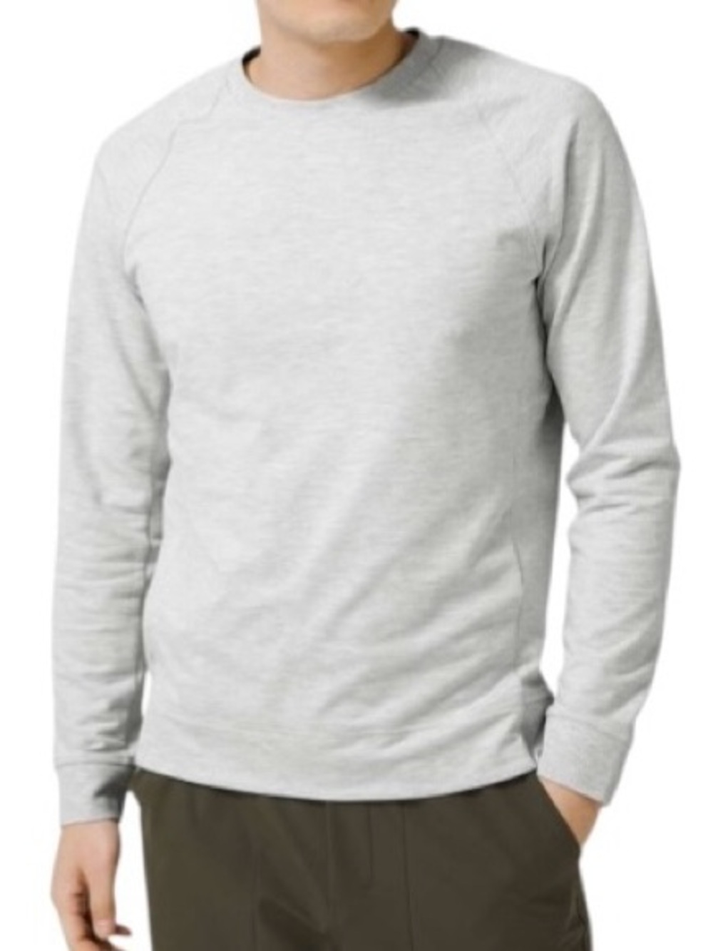 Lululemon City Sweat Crew Long Sleeve Heathered Grey Silver Workout Men's Large